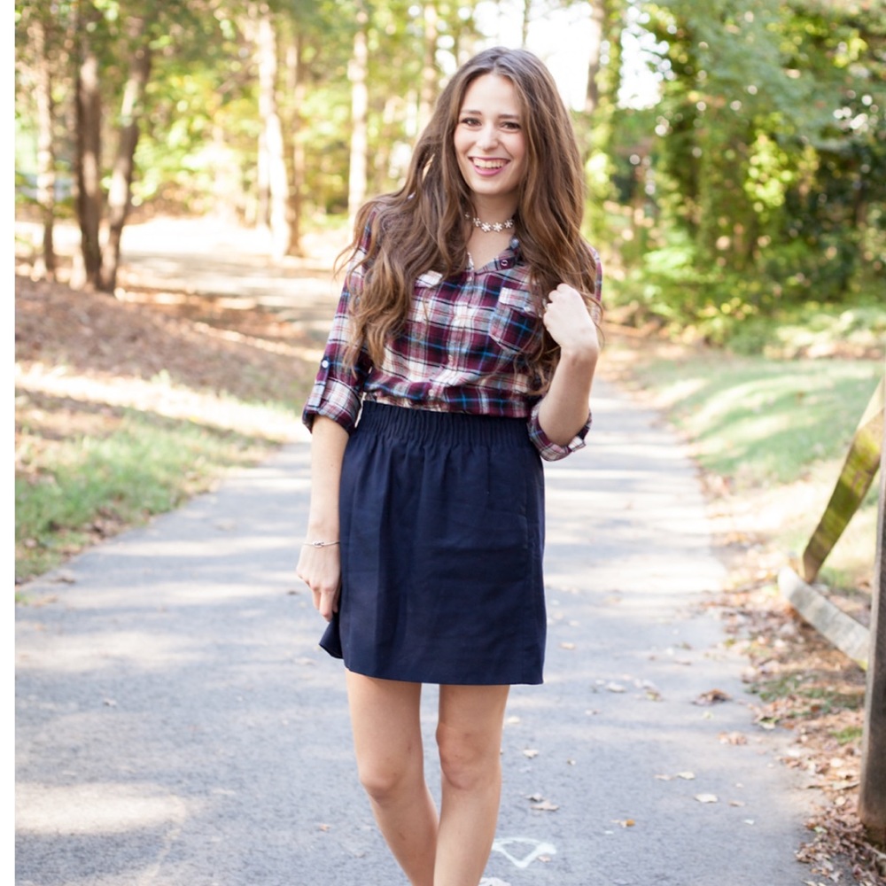 J. Crew Navy Blue Linen Sidewalk Skirt Size 2